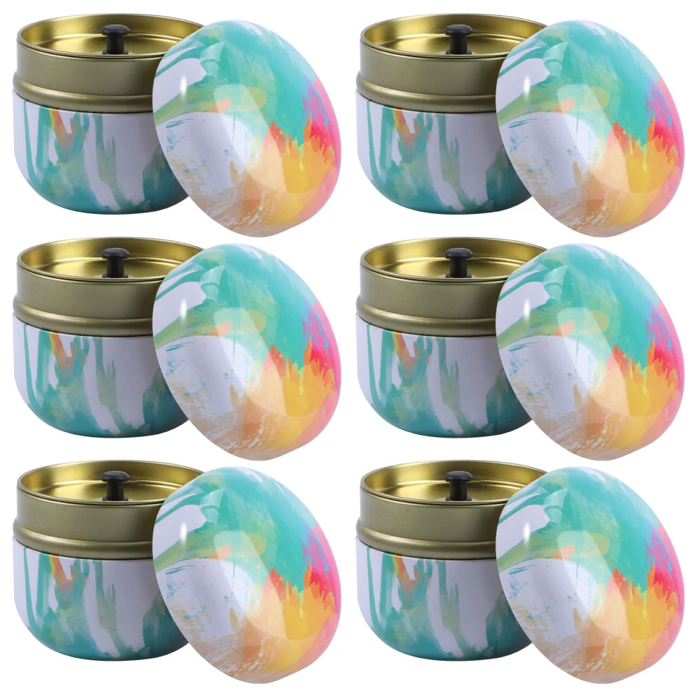 

6Pcs Tea-leaf Sealed Jar Creative Tinplate Tea Canister Creative Packing Jar