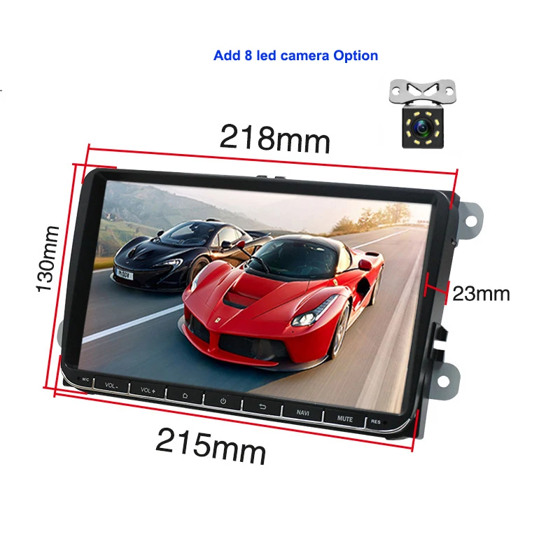 With 8 led camera Essgoo Android 9 ''автомобильный мультимедийный плеер gps навигация 1 din Авторадио 1din стерео видео MP5 Автомагнитола для Volkswagen универсальный - Цвет: With 8 led camera
