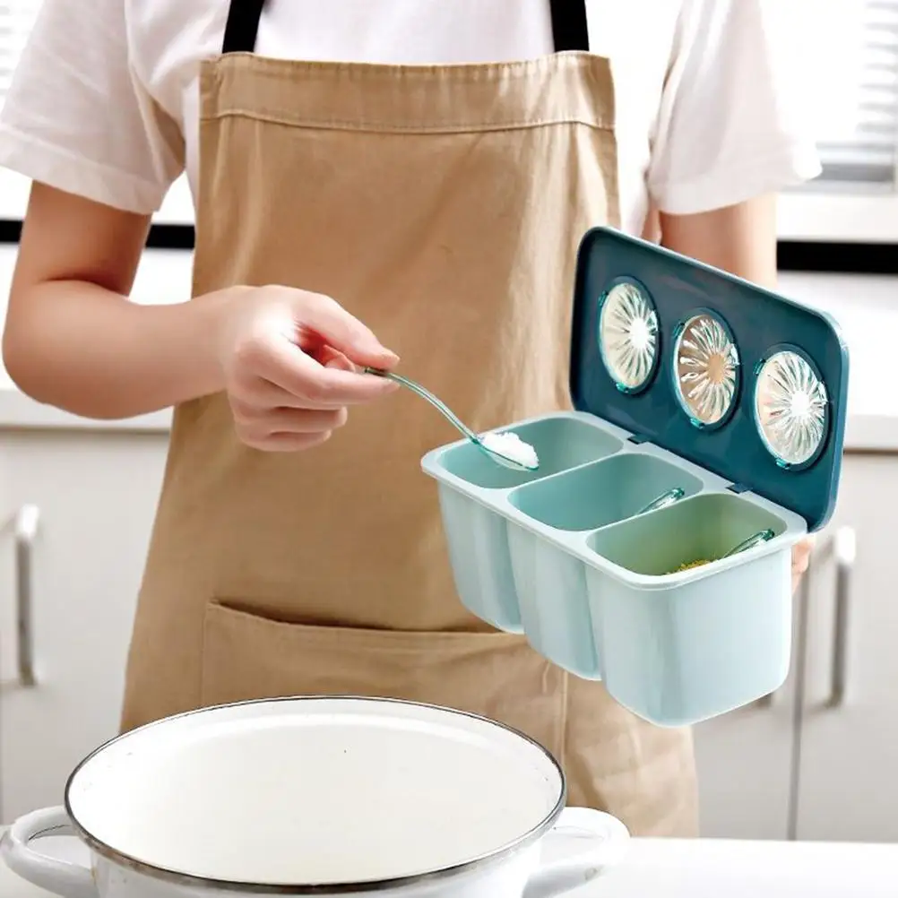 3 в 1 контейнер для соли и перца с крышкой | Дом сад