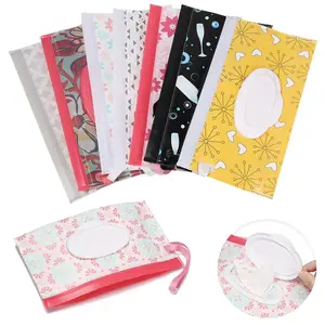 Fashion Cute Flip Cover Wet Wipes Bag Useful Snap-Strap Cosmetic Pouch Tissue Box Carrying Case Baby