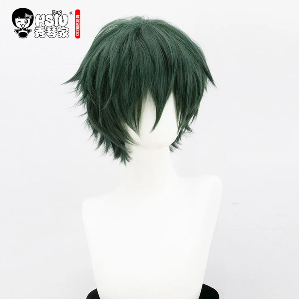 HSIU Faust Cosplay wig Game Arknights Wig Dark green short hair Party Halloween boy | Тематическая одежда и униформа