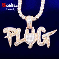 plug letter pendant micro pave finish hip hop necklace mens jewelry