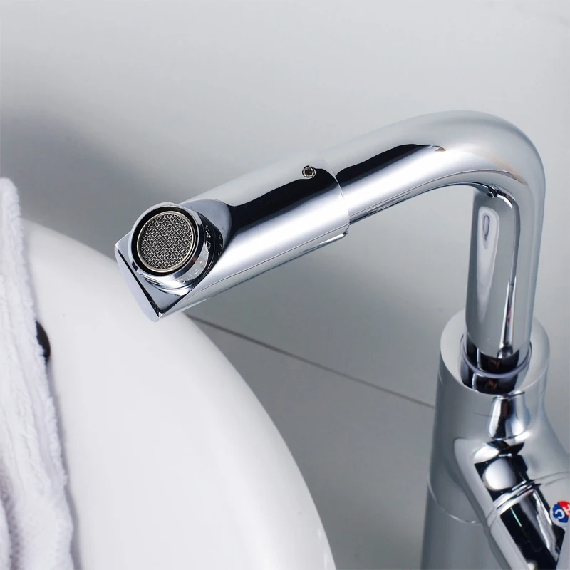 Смеситель для раковины Высокий современный столешница Отсоединяемый латунный