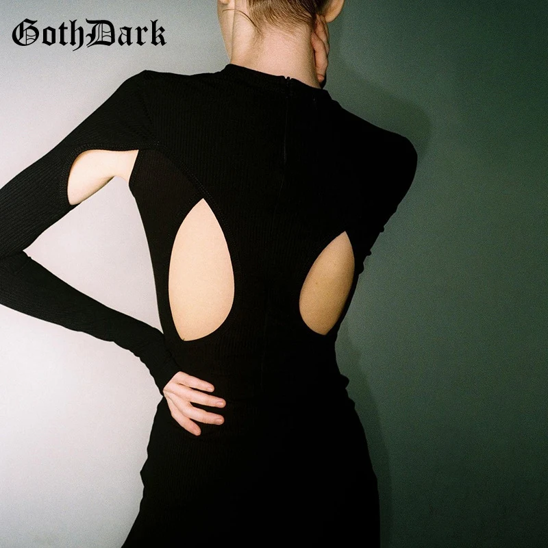 Женское мини-платье в готическом стиле Goth Dark черное облегающее платье панк Y2k с