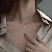 silvology 925 sterling silver double layer moon necklace for women elegant zircon luxury pendant necklace 2020 festival jewelry