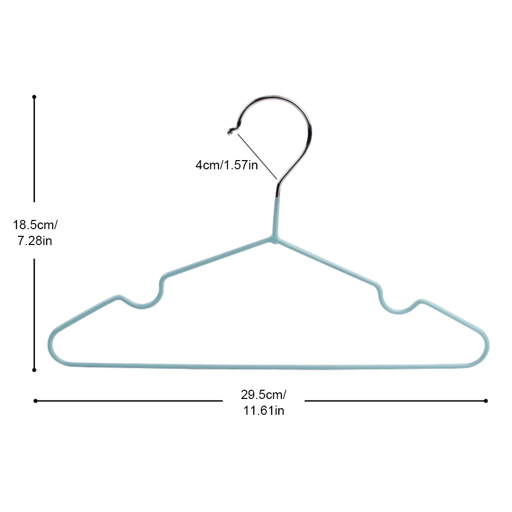 

10pcs Solid Color Metal Hangers for Baby Clothes Thin Notched Grooves Hangers
