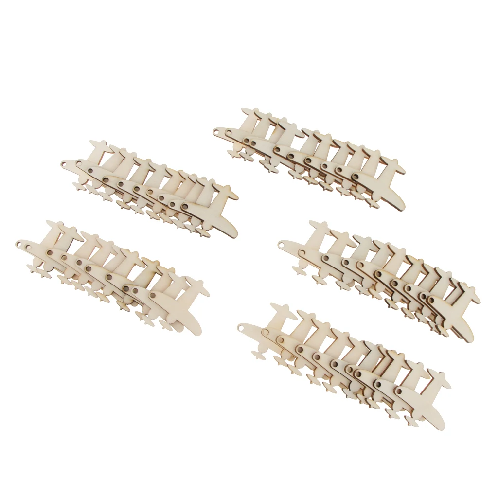 

Pack of 50 Unfinished Airplane Wooden Pieces Present Gift Tags kids Toy DIY