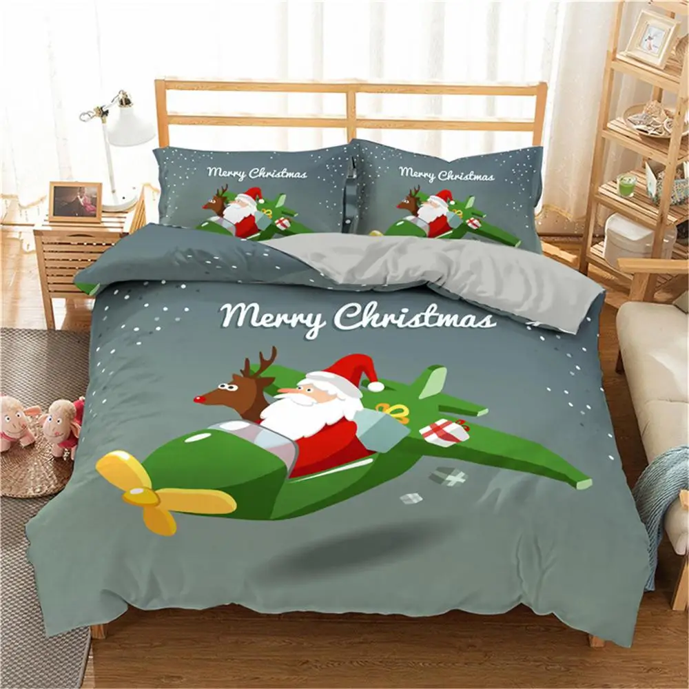 Boniu Merry Christmas постельное белье с 3d принтом оленя и Санта Клауса набор пододеяльников с наволочкой микрофибра постельное белье - Цвет: JX533-8