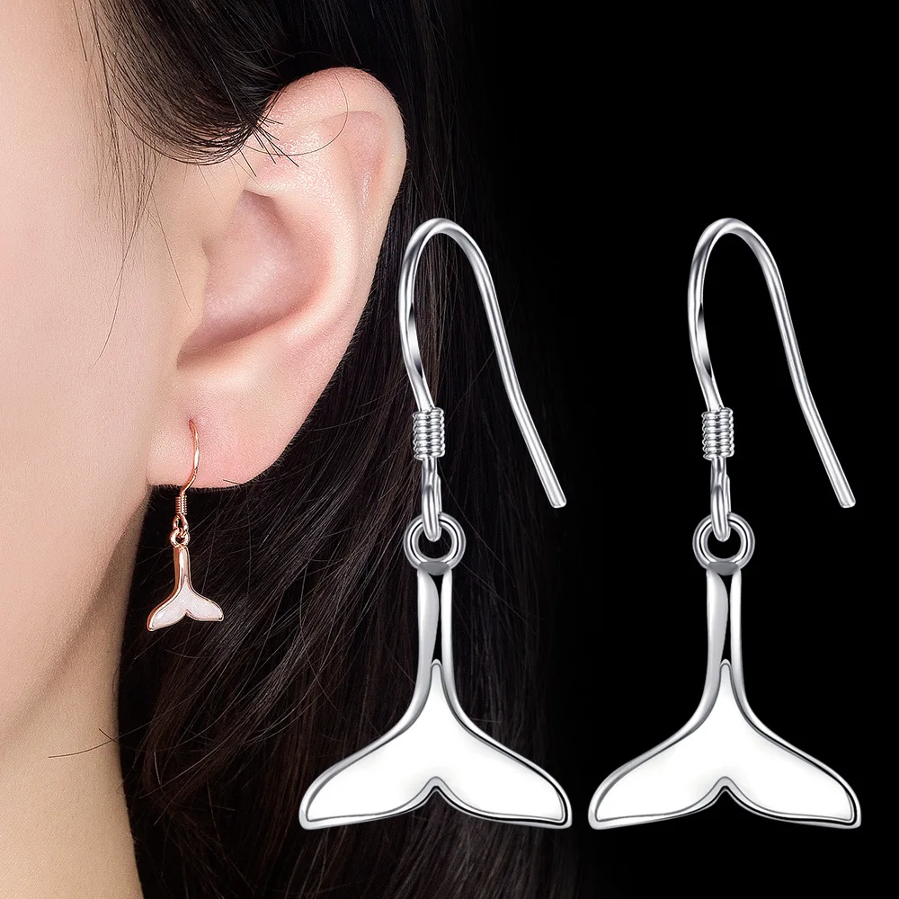 

925 Sterling Silver Mermaid Tail Stud Earrings For Women Girls Party Birthday Fashion 2022 Korean Jewelry Gift eh1840