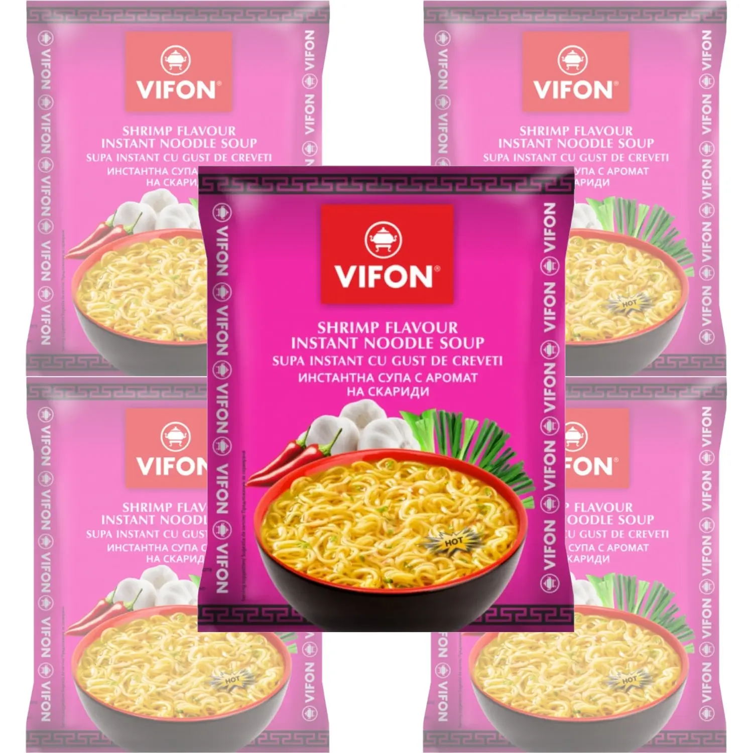 Набор - Лапша пшеничная VIFON Вкус креветок (MI TOM GOI) 60 г 5 штук | Продукты