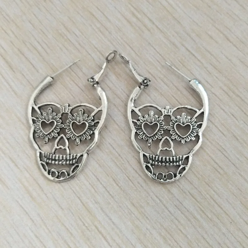 Новинка серьги в стиле ретро с черепом головой призрака из сплава симметричные