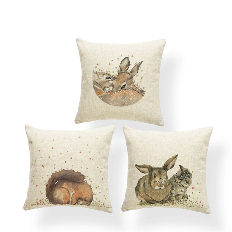 Пушистая забавная Подушка лиса олень круглый фрагмент наволочка с мультяшным