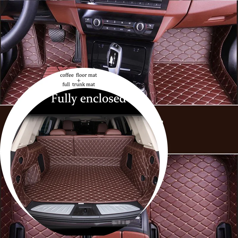 Прочный кожаный автомобильный коврик для Nissan Armada Altima Juke Fuga Frontier Leaf Bluebird Rogue Versa GTR Sunny 350Z 307Z X-Trail - Название цвета: coffee full