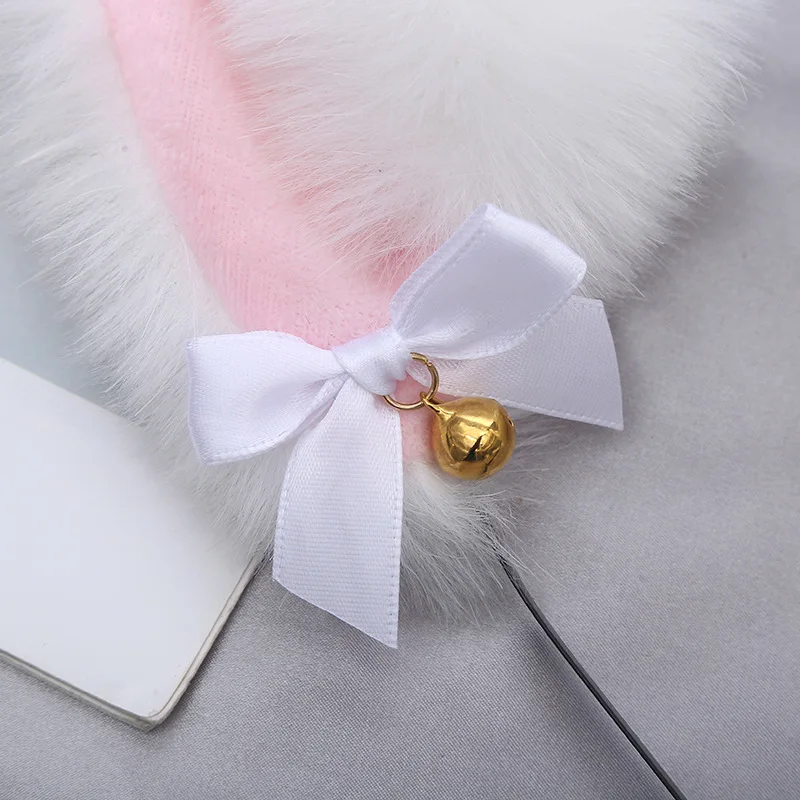 Женские повязки для волос с кошачьими ушками и колокольчиком милые плюшевые