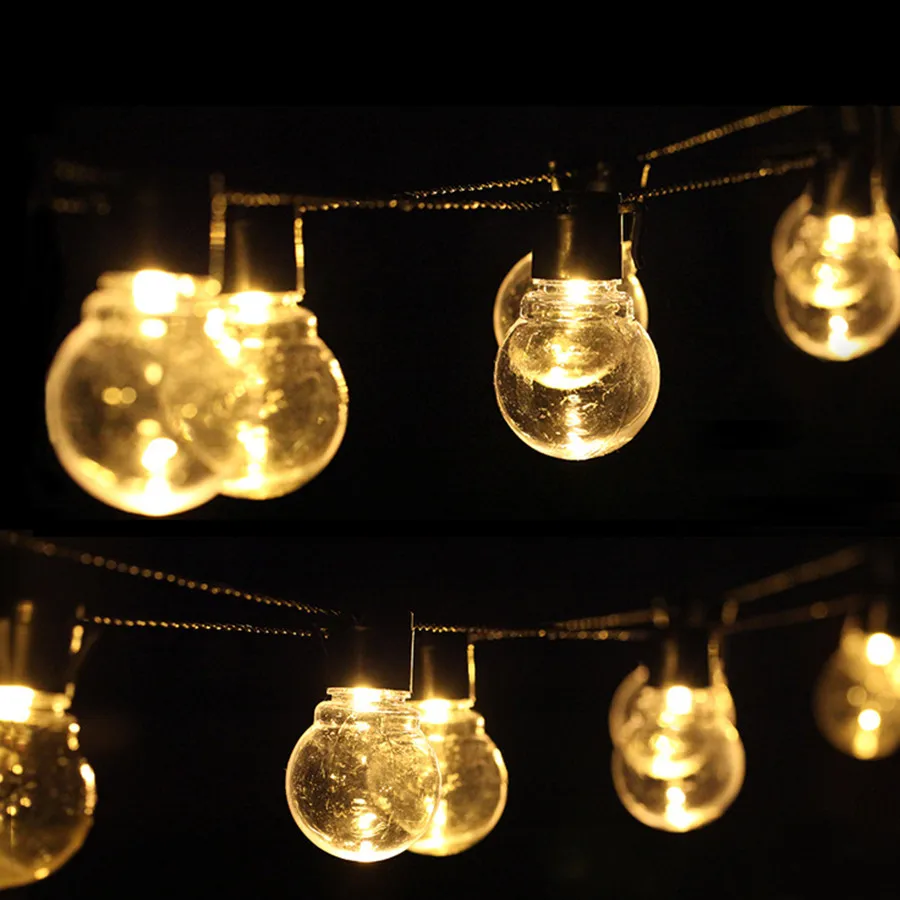 

Novelty 5CM Big Globe Ball LED Fairy String Light 5M 20PCS Festoon Garland String For Wedding Villa Hotel Party Christmas Patio
