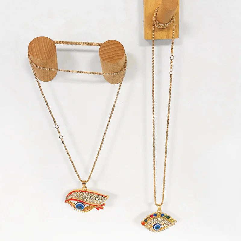 Большой турецкий кулон Y2K сглаза тонкая металлическая цепочка золотого цвета
