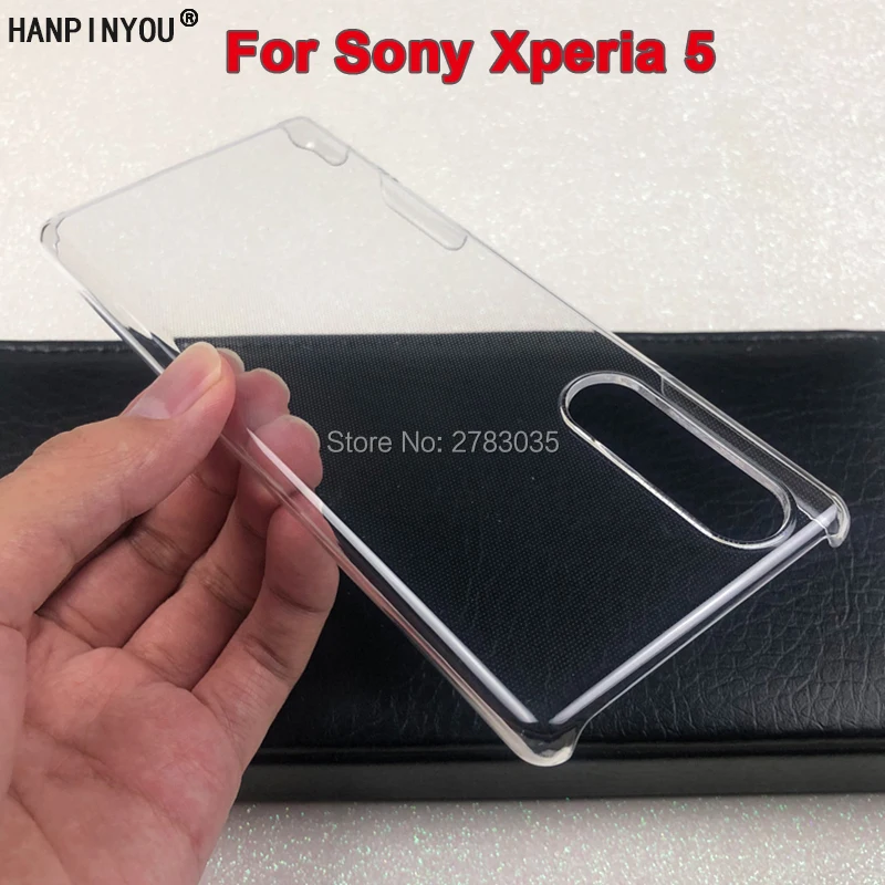 Фото Глянцевый чехол для телефона Sony Xperia 5 6,1 дюйма, прозрачный Невидимый жесткий чехол из поликарбоната, прозрачная защитная задняя крышка №1