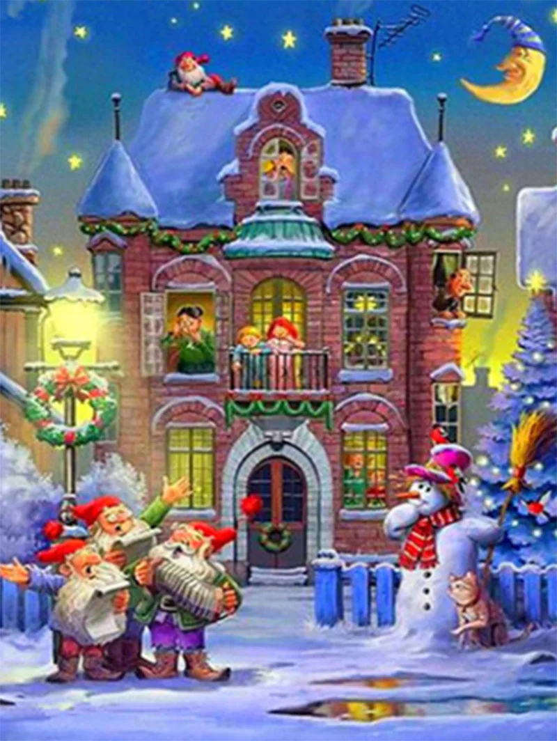 

Full 5D Diy Daimond Painting Cross-stitch Santa Claus 3D Diamond Mosaic Full Round Rhinestone Painting Embroidery Christmas gift