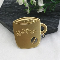 new fashion hollow letter coffee cup crystal metal brooch pin badge for women coat hat scarf decoration jewelry accessories gift
