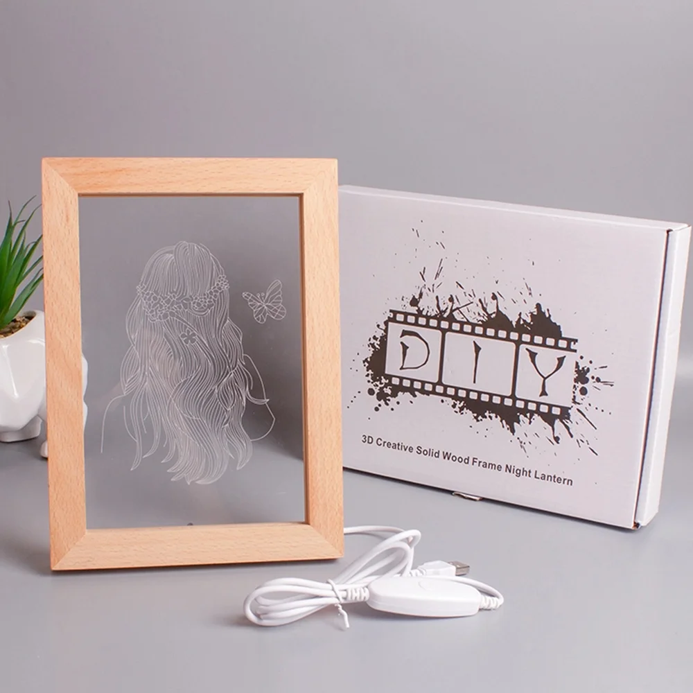 3D светодиодный фоторамка ночной Светильник Аннотация Иллюзия Светодиодный