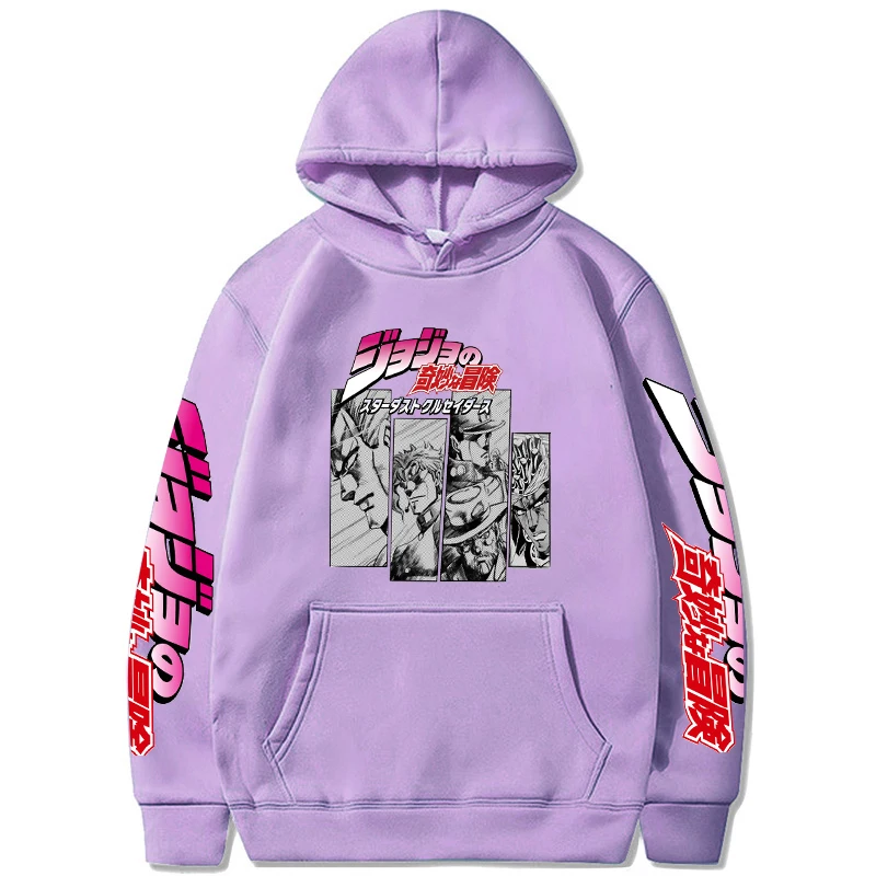 

Толстовка с капюшоном для мужчин и женщин, милый свитшот с японским аниме невероятные приключения Джоджо, смешная мультяшная одежда в стиле Харадзюку, хип-хоп