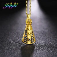 juya gold religious christian jewelry supplies virgin mary saint jesus crown cross charm pendant necklace for women men