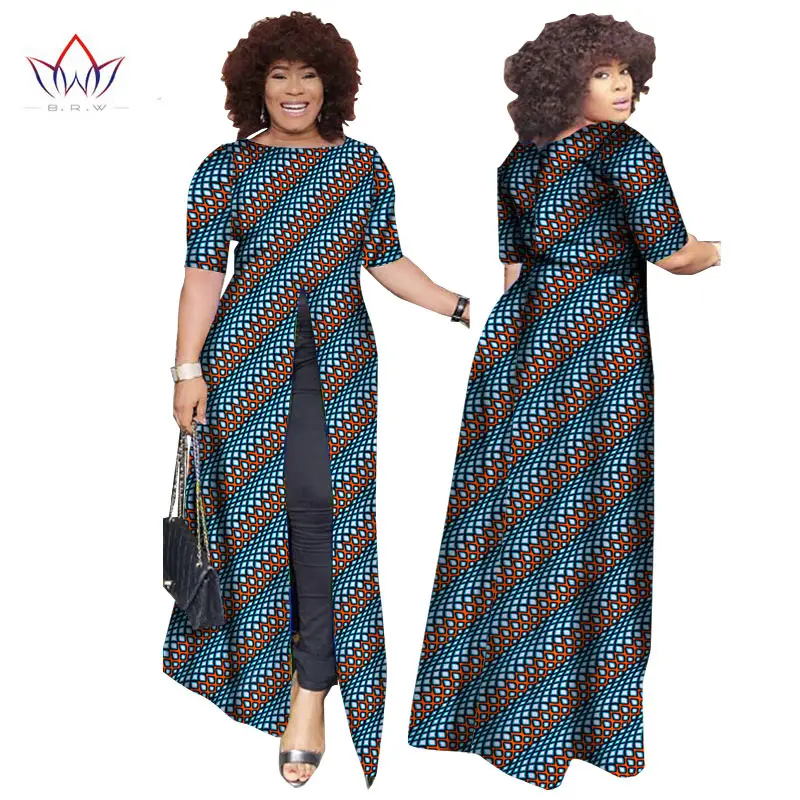 Африканский dashiki африканских платья повседневные Прямые сплит печати Африканский принт хлопок Одежда Сорочка африканского Femme brw WY852 - Цвет: 4