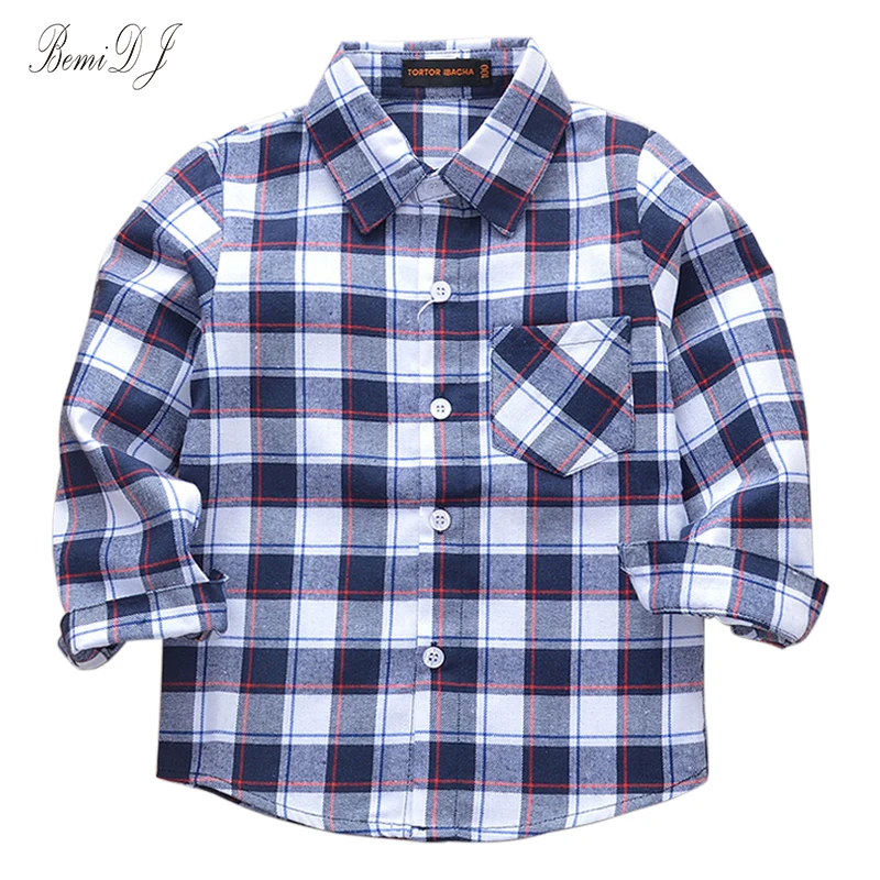 

Spring Autumn 2021 New Boys Long Sleeve Classic Plaid Lapel Shirts Tops with Pocket Baby Boys Casual Shirt Kids Clothing