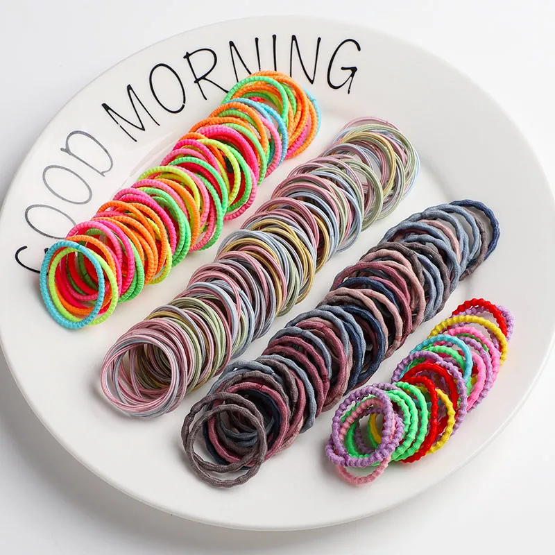 

100Pcs/Bag Colorful Girls Elastic Hair Rope Small Rubber Bands Ponytail Holder Children Kids Scrunchie Hair Tie Hair Accessories