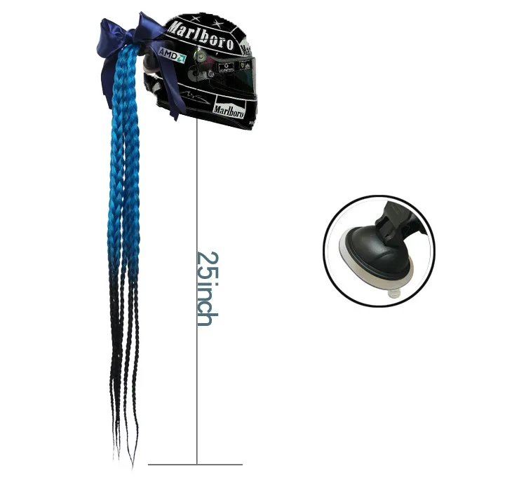 

2021 New Motorcycle Helmet Braids 25inches Woman Braids Wig For Motorbike Helmets Twist Dual Pigtail Ponytail With Sucker Bow