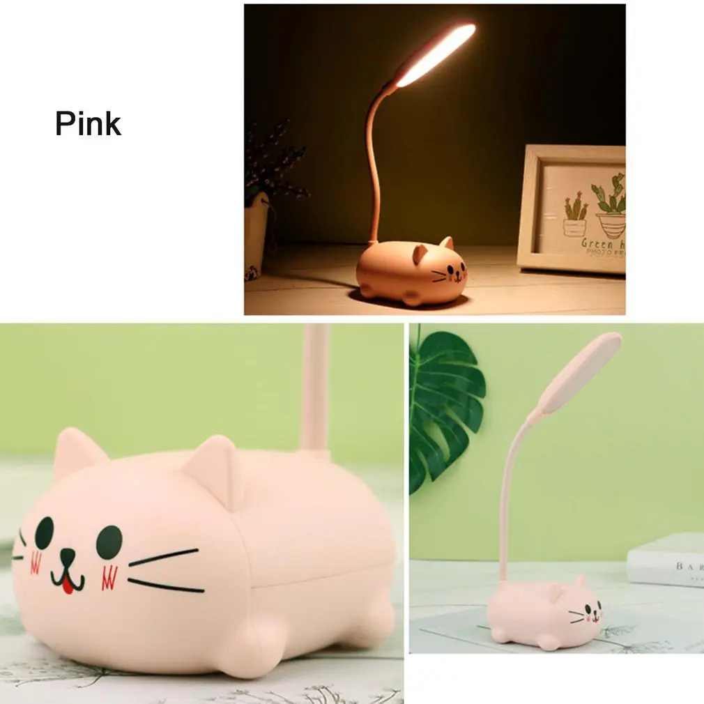 Cartoon Cute Cat Table Lamp Led USB Rechargeable Desk Lamp Eye Protection Reading Students Bedroom Bedside Night Light Desk Lamp images - 6