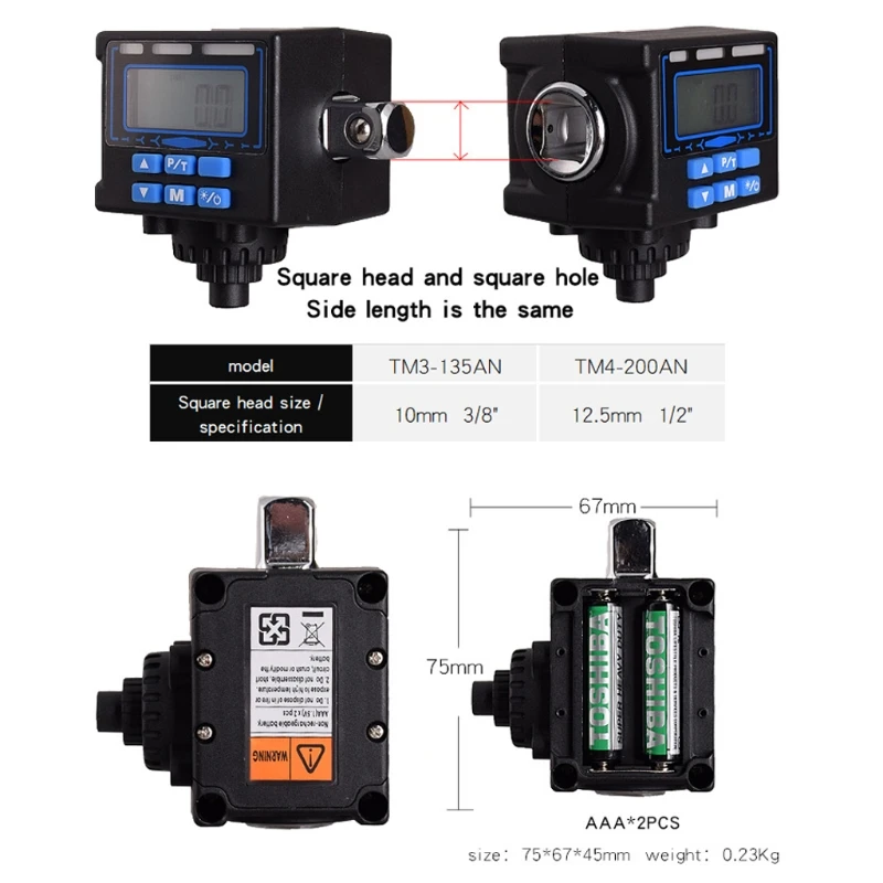 

LCD Digital Tire Pressure Gauge Car Bike Tyre Repair 2in1 Torque Wrench Adapter