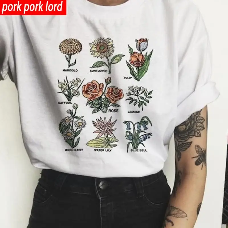 

Wildflower T Shirt Women Sunshine Plant Rose Save Bees Girls Tee shirt Ladies Tops Femme Clothing Graphic Tees Woman T-shirts