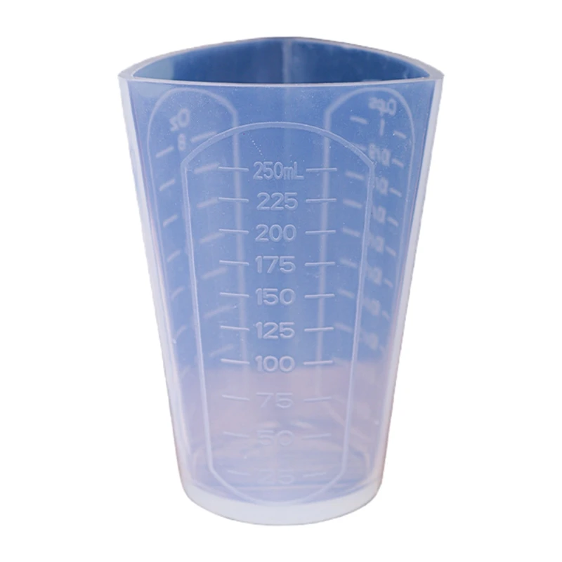 

250ml Triangular Silicone Measuring Cup Clear Plastic Mixing Cup for Epoxy Resin Stain Paint Mixing - Multipurpose Cup