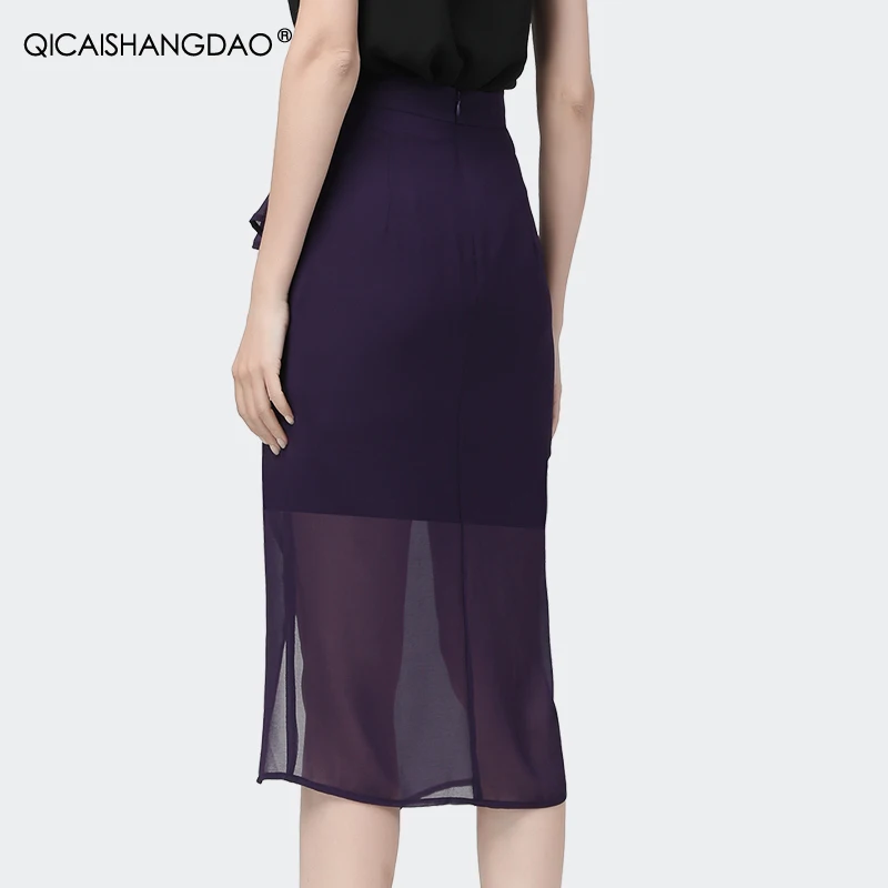 Юбка-карандаш женская шифоновая с высокой талией модная пикантная элегантная