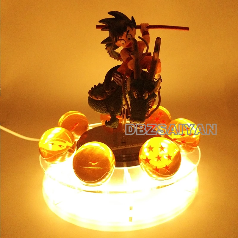 yellow lamp shenron5 15 см Dragon Ball Shenron figulas прикроватная лампа Dragon Ball Z рисунок ночной Светильник Shenlong+ 7 шт 3,5 см шарики+ акриловая полка DBZ - Цвет: yellow lamp shenron5