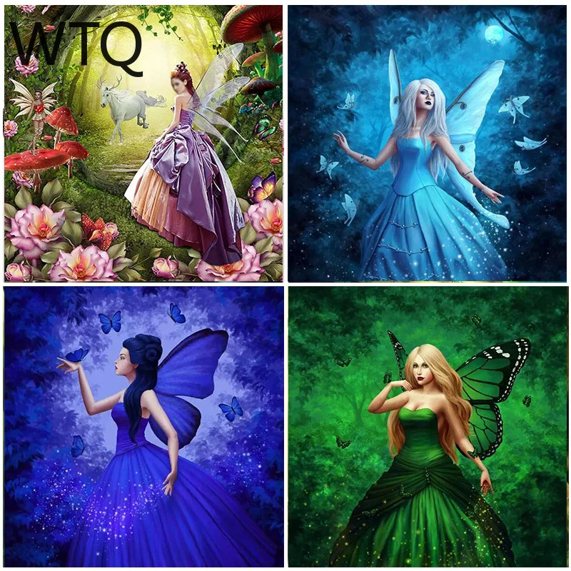 Алмазная 5D картина с изображением леса животных бабочки эльфа девушки полная