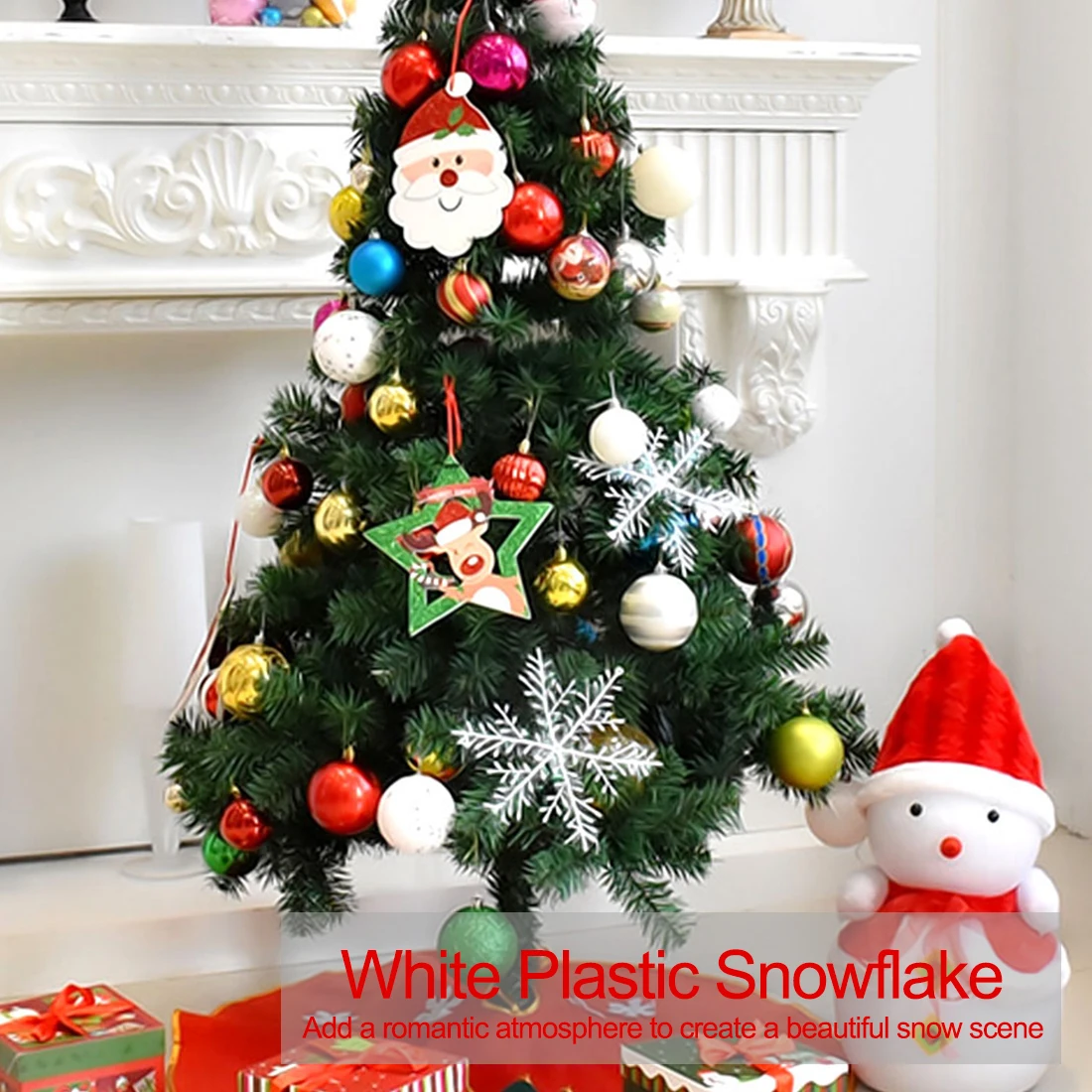 

30Pcs Christmas Decorations White Artificial Snowflake White Plastic fake snowflake Xmas tree ornament New Year 2022 Decor