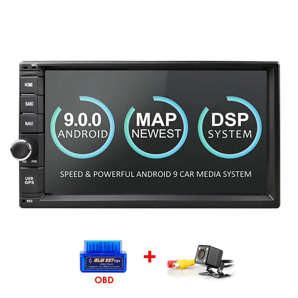CAM4 OBD2 2G ram Android 9,0 авто радио четырехъядерный 7 дюймов 2DIN универсальный автомобильный без dvd-плеера gps стерео аудио головное устройство поддержка DAB DVR OBD BT - Цвет: CAM4 OBD2