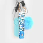 Лидер продаж, брелок с сигнализацией для самообороны, перечный спрей, брелок для самообороны для женщин с держателем для карт для длинных ногтей