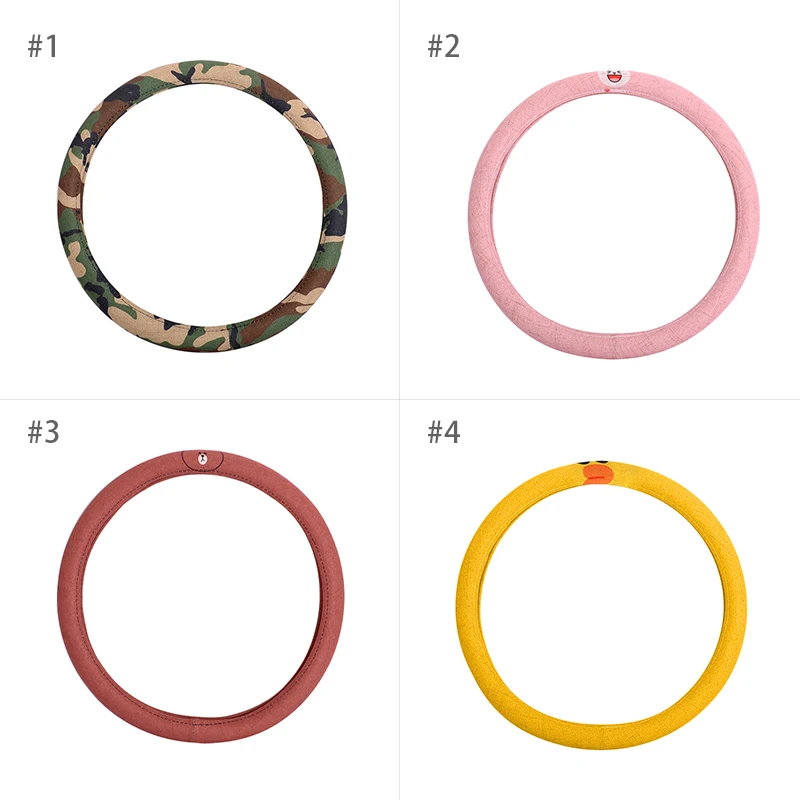 Автомобильный мультяшный льняной чехол на рулевое колесо автомобильные чехлы