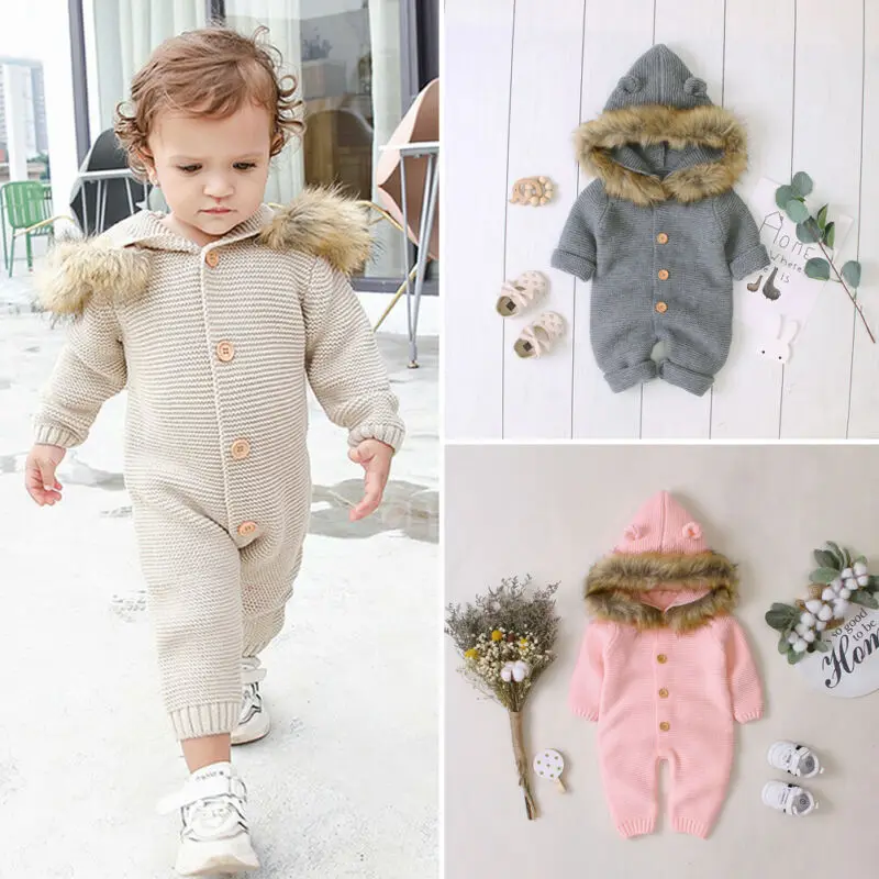 Комбинезон детский зимний трикотажный с капюшоном и длинным рукавом на возраст