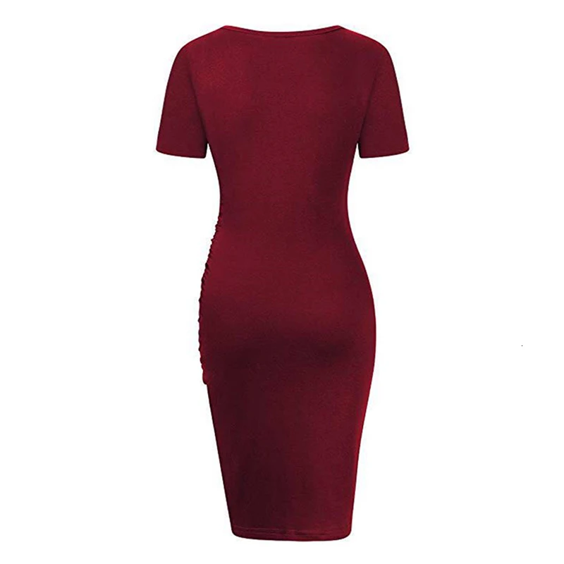 ENXI модное летнее платье для беременных Крутое кормящих однотонное с коротким