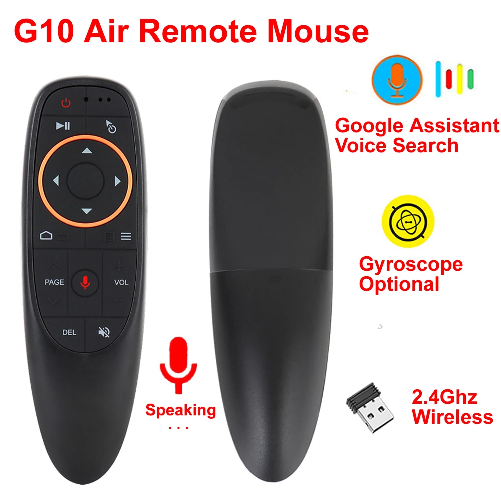 

G10 Air Mouse 2.4GHz Wireless Voice Remote Control IR Learning 6-axis Gyroscope Support Google Assistant Voice Search For TV BOX