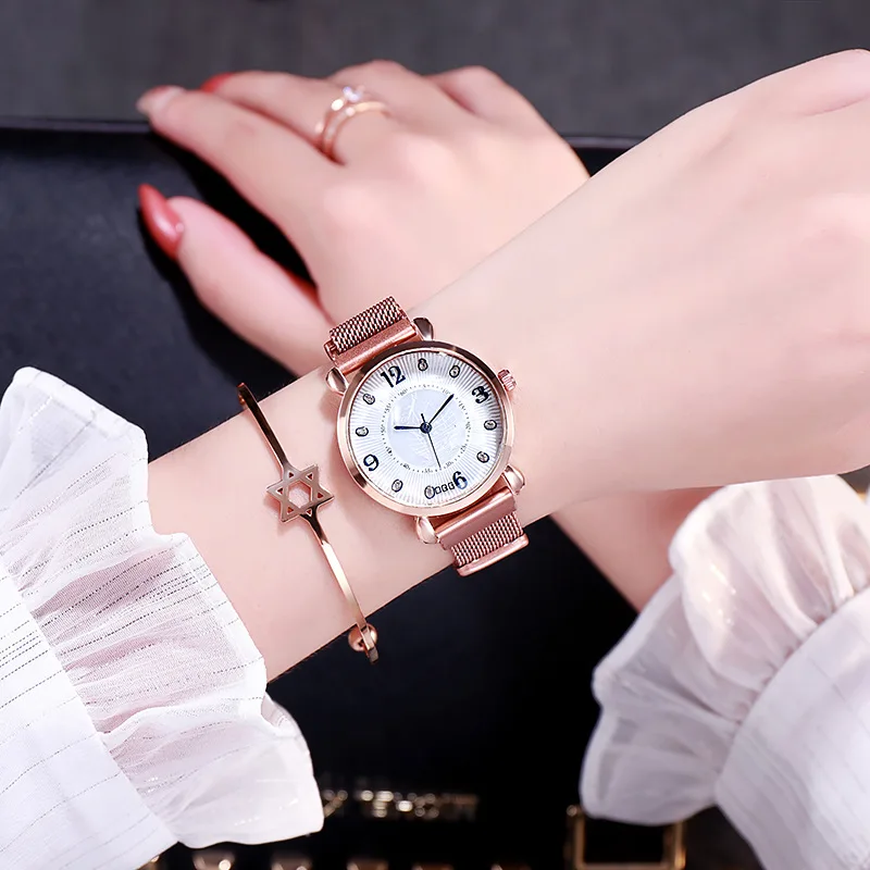 Новые модные повседневные женские кварцевые часы в полоску со стальной сеткой