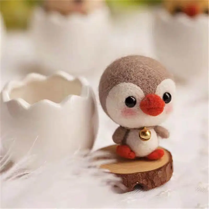 DIY маленькая курица Пингвин Шерсть Войлок рукоделие с баклажаном необработанный