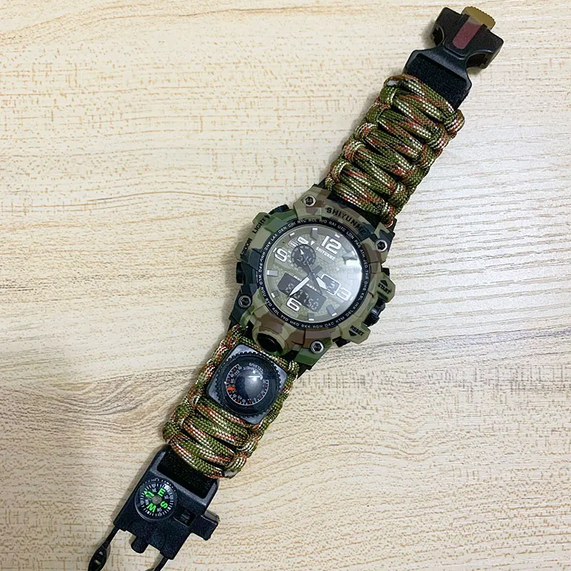 SHIYUNME мужские спортивные часы военный водонепроницаемый компас светодиодный