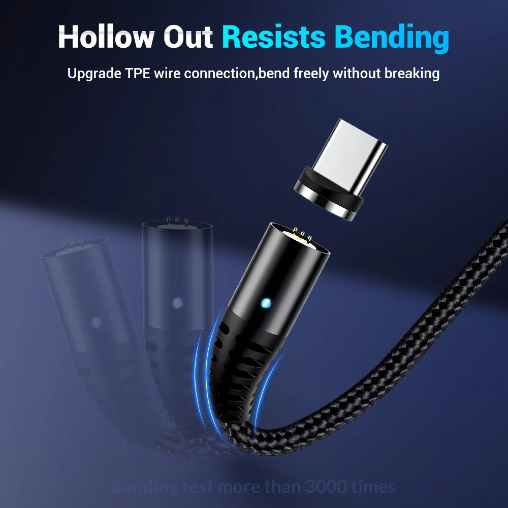 Магнитный usb-кабель TOPK для быстрой зарядки, кабель usb type-C, магнитный кабель для зарядки и передачи данных, кабель Micro usb 3A для iPhone, samsung, Xiaomi