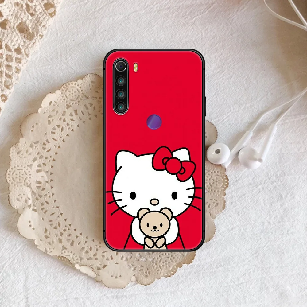 

Cartoons Kitty Cat Pink Phone Case For XIAOMI Redmi Note 5 7 8 T 9 6A 7A 8A 9S K 20 30 Pro black Back Trend Hoesjes Soft Etui