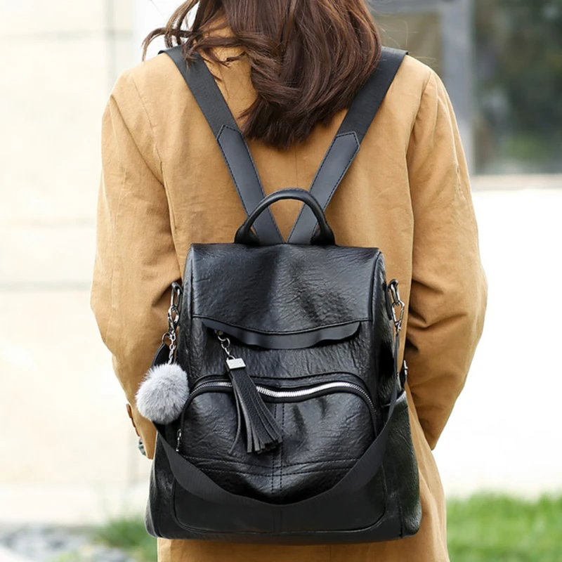 Женский рюкзак 2021 с защитой от кражи винтажный школьные кожаные сумки для женщин